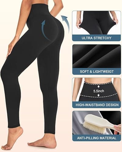 GROTEEN 3 Pack High Waisted Leggings for Women - Butt Lifting Soft Tummy Control Workout Yoga Pants for Gym Running Tights thumbnail 5