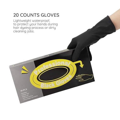 Segbeauty Hair Dye Gloves, 20 Counts Black Reusable Hair Color Gloves Professional Washable Rubber Glove Hair Coloring Accessories for Home Cleaning Hair Dye Salon Highlighting - Medium thumbnail 3