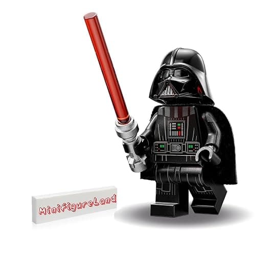 LEGO Star Wars OBI-Wan Kenobi Minifigure - Darth Vader (Printed Arms and Cape) with Red Lightsaber and Minifigureland Tile 75334 - Image 1
