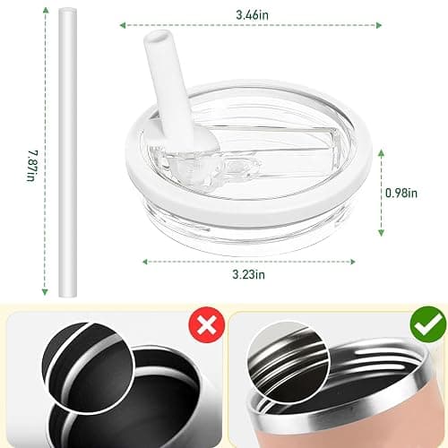 2 Pack 30 oz Tumbler Flip Straw Lid Replacement Compatible for Stanley Quencher, Leak Proof Lid Replacement for 30 OZ Stanley H2.0 FlowState Tumbler,Spill Proof Splash Reusable (White) thumbnail 2