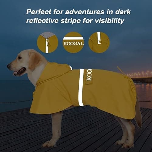 KOOGAL Pet Large Dog Raincoat Apparel Poncho Waterproof for Medium Large Sized for Dog Raincoat Clothes (Yellow, 6XL) thumbnail 4
