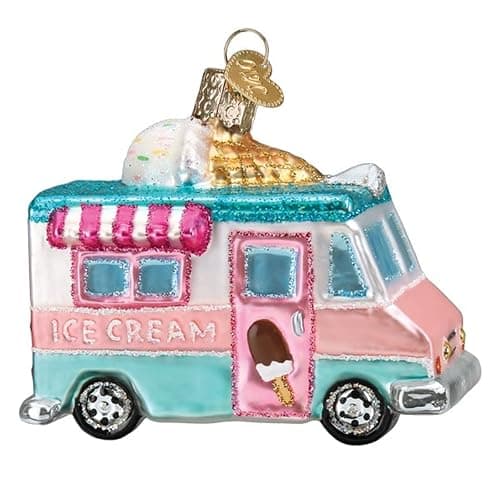 Old World Christmas Ice Cream Truck Glass Blown Ornament for Christmas Tree - Image 1