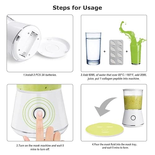 EcoMyLife Face Mask Maker Mini Natural Mask Machine DIY Skin Food Sheet Mask Facial Treatment SPA Skin Care Product with Mask Molds & 16 Collagen Pills thumbnail 4