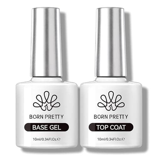 Born Pretty Base & Top Coat Set 2PCS, High Glossy Top Coat, Base Gel for Long Lasting Nails Shine Finish, Nail Art DIY Design Manicure Gifts for Women 10ML - Image 1