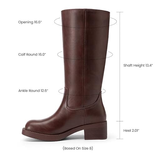 Athlefit Women's Knee High Boots Square Toe Chunky Block Riding Tall Boots for Women Low Heel thumbnail 4