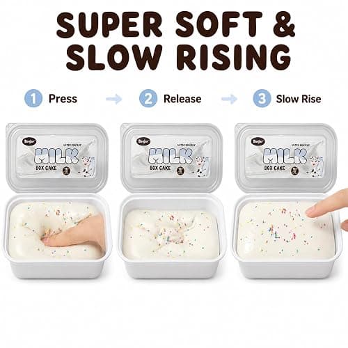 Realistic Faux Box Cake Stress Relief Tool for Adults Sticky Tactile Dough Fidget for Office Desk Focus Anxiety Management Slow Rising Sensory Squeeze for Adults (White 1) thumbnail 5