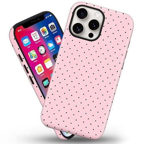 flewfun Magnetic for iPhone 15 Pro Max Case Cute Polka Dot Phone Case, Shockproof Slim TPU and Hard PC Protective Phone Cover Compatible with MagSafe Designed for Women Girls, Pink thumbnail 2