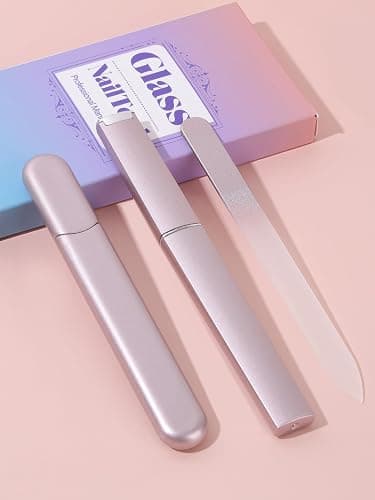 Glass Nail File and Buffer with Case, Crystal Fingernail Files for Natural Nails Nano Nail Shiner Polisher Care Kit for Travel Salon Stocking Stuffers for Women Girl Wife Gifts-Rose Gold thumbnail 6