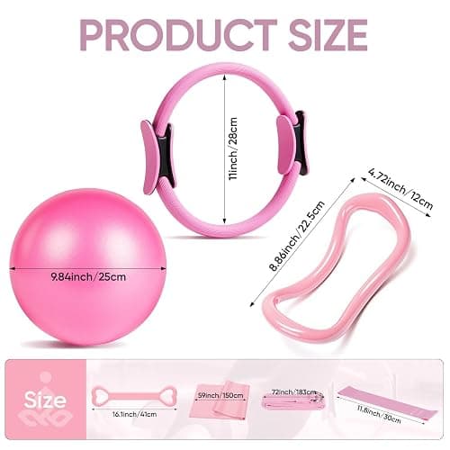 ElaraFit Home Pilates Kit for Women Pilates Equipment Ring and Ball Set Magic Circle Hoop with 5 Resistance Bands Compact Toning Fitness Essentials Starter Set Accessories thumbnail 7
