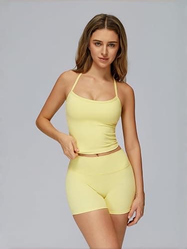 ABOCIW Workout Sets for Women 2 Piece Padded Sports Bra Tank High Waist Booty Gym Shorts Active Yoga Outfits thumbnail 3
