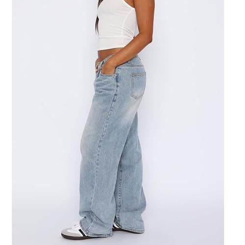 AIWpstoin Women's Wide Leg Baggy Jeans - Low Rise, Loose Fit Denim Pants - Y2K Boyfriend Style Trousers for Streetwear thumbnail 5