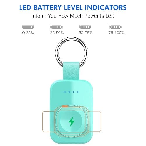 i.VALUX Portable Travel Charger for Apple Watch 11/10/9/8/7/6/5/4/3/2/SE/Ultra,49/41/45/44/42/40/38mm,Compact Wireless iwatch Charger Magnetic 1000mAh Power Bank Charging Cable Keychain Accessories thumbnail 3