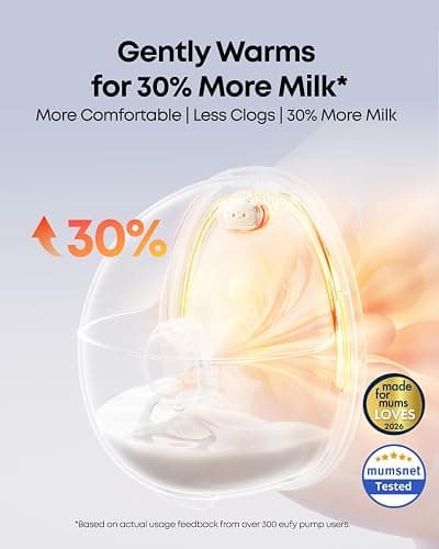 eufy Breast Pump S1 Pro, Heated Wearable Breast Pump, Electric and Hands-Free with Heating Technology, Portable Charging Case, App-Controlled Smart Rhythm, Hospital-Grade Suction, Ultra-Quiet thumbnail 2