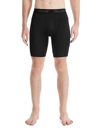 Runhit Men's Compression Shorts with Pockets – 9" Performance Athletic Shorts for Workouts Sports Running Spandex Underwear thumbnail 2
