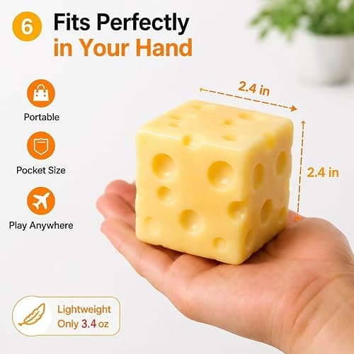 Cheese Squishy Slow Rising Squishy Stress Relief Fidget Toy,Cheese Style | Suitable for Office Workers to Release Stress and Negative Emotions,for Adults,1 Piece (milky)2.4X2.4in thumbnail 3