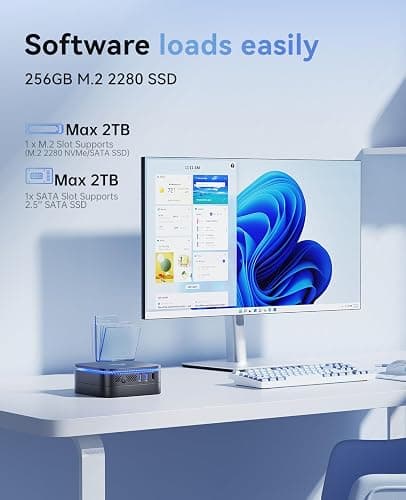 KAMRUI N100 Mini PC, Desktop Computer with 12GB LPDDR5 4800MHz RAM 256GB M.2 SSD, 4K Micro PC with Ethernet, 2 HDMI, 4 USB-A, Small PC Support WiFi/BT for Office, Home, Business thumbnail 8