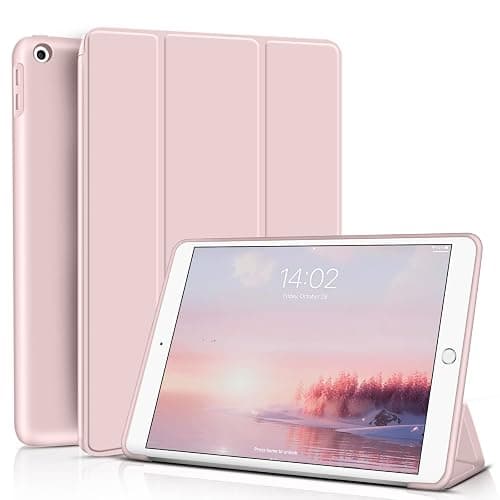 Aoub Case for iPad 9th Generation 2021 10.2 inch, iPad 8th/7th Gen 2020/2019, Without Pencil Holder, Soft TPU Back Case, Slim Lightweight Stand Protective Smart Cover, Auto Sleep/Wake - Light Pink - Image 1