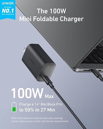 Anker Nano Charger, 100W Foldable Type C Charger for iPhone 17 Series, and All USB C Devices, 6FT USB-C Cable Included, Compatible with MagSafe thumbnail 2
