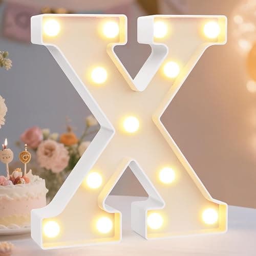 Pooqla LED Marquee Letter Lights Sign, Light Up Alphabet Letter for Home Party Wedding Decoration X - Image 1