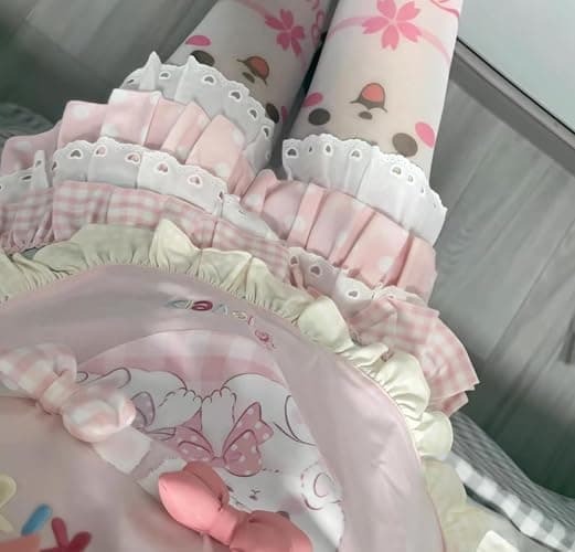 GOTHPICKUS Womens Lolita Ruffled Bow Lace Skirt Kawaii Cute Pleated Cake Skirts A-Line Tiered Harajuku Zip Up Mini Dress thumbnail 5