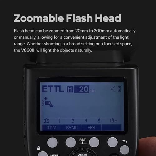 Godox V860III-C Camera Flash for Canon Camera Flash Speedlite Speedlight Light,2.4G HSS 1/8000s,480 Full-Power Flashes,7.2V/2600mAh Li-ion Battery,0.01-1.5s Recycle Time,10 Levels LED Modeling Lamp - Godox V860III-C Flash for Canon Cameras thumbnail 7