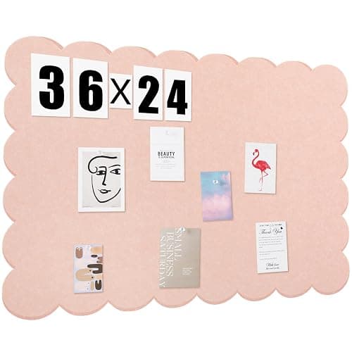 Mooliwe Scalloped Felt Bulletin Board 36 x 24 Inches Foldable Flesh Pink Pin Cork Board Alternative for Wall, 3' x 2' Trifold Picture Vision Self Adhesive Bulletin Decorative thumbnail 2