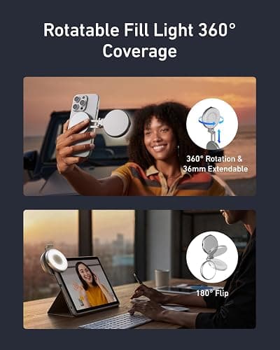 TELESIN C03 Magnetic Selfie Light, 3-in-1 Magnetic Beauty Selfie Light for Phones, CRI97 360° LED Portable Light w/Mirror Compatible with iPhone/Android for Selfie/Photography/TikTok/Zoom Calls/Video thumbnail 3