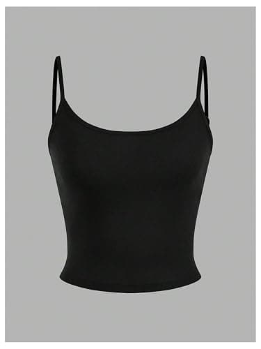 OYOANGLE Women's 4 Pack Scoop Neck Cami Top Basic Solid Spaghetti Strap Fitted Crop Camisole Tops Summer Undershirts thumbnail 3