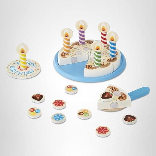 Melissa & Doug Birthday Party Cake - Wooden Play Food with Mix-n-Match Toppings and 7 Candles thumbnail 10