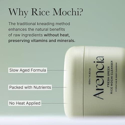 Arencia Korean Rice Mochi Face Cleanser - Face Mask, Foaming Cleanser, Gentle Scrub All in One - Deep Cleansing, Moisturizing, Pore Minimizing, Removing Blackhead- with Rice Water & Green Tea, Mugwort thumbnail 9