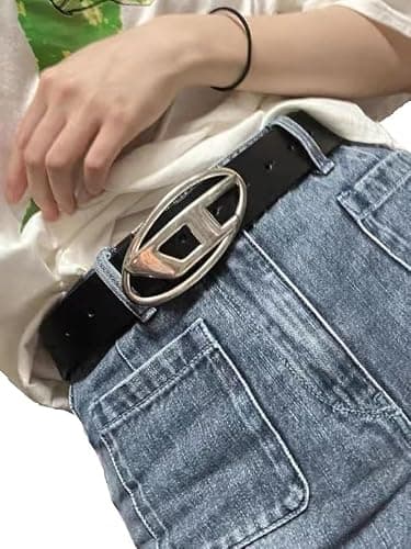 EMMIOL Y2K Women Belts for Jeans, Ladies Leather Belt Trendy Goth Star with Silvery Buckle, Waist Belt Punk for Dress thumbnail 3