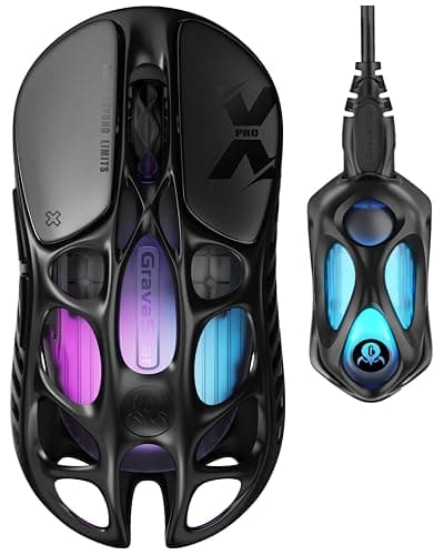 GravaStar Mercury X Pro Wireless Gaming Mouse, Come with 8K Dongle – 32,000 DPI PAW 3950 Sensor, 8,000Hz Polling Rate, Only 49g, Magnesium Alloy Hollow Frame, RGB Lighting, 5 Programmable Buttons - Image 1
