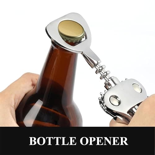 KORCCI Wine Opener, Heavy-Duty Zinc Alloy Wing Corkscrew, Premium Beer Bottle Opener, Multifunctional Wine Accessories with Ergonomic Handle and Sharp Screw, for Kitchen, Bar, Restaurant, Bartenders thumbnail 4