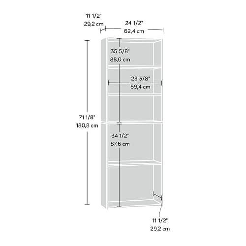 Sauder Beginnings 5-Shelf Bookcase, Bookshelf with Adjustable Storage Shelves, in Soft White thumbnail 3