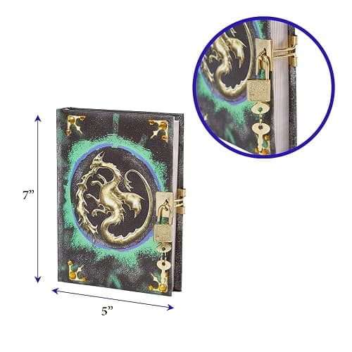 Disney Mal's Diary Descendants 3 Journal Notebook with Secret Lock and Key | 192 Lined Pages, Hardcover 5 x 7 Journal, Descendants Spell Book, Gold Dragon Cover, Lock & Key, Gift Box for Kids Ages 6+ thumbnail 2