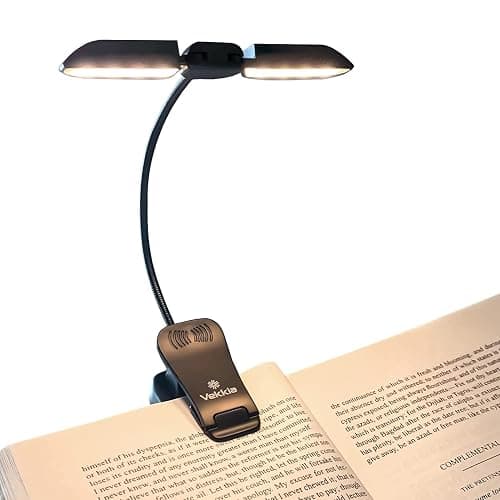 Vekkia 14 LED Rechargeable Book Light for Reading at Night, Eye-Care Reading Light for Books in Bed, 180° Adjustable, Clip on Lamp, 3 Color Temperatures, Lightweight, Present for Reader - Image 1