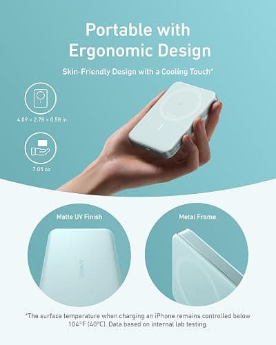 Anker MagGo Power Bank, Ultra-Slim 10,000mAh Magnetic Battery Pack, Qi2 Certified 15W Ultra-Fast MagSafe Compatible Portable Charger, Ergonomic Design, for iPhone17/16/15/14 Series Only（Not for Pixel） thumbnail 4