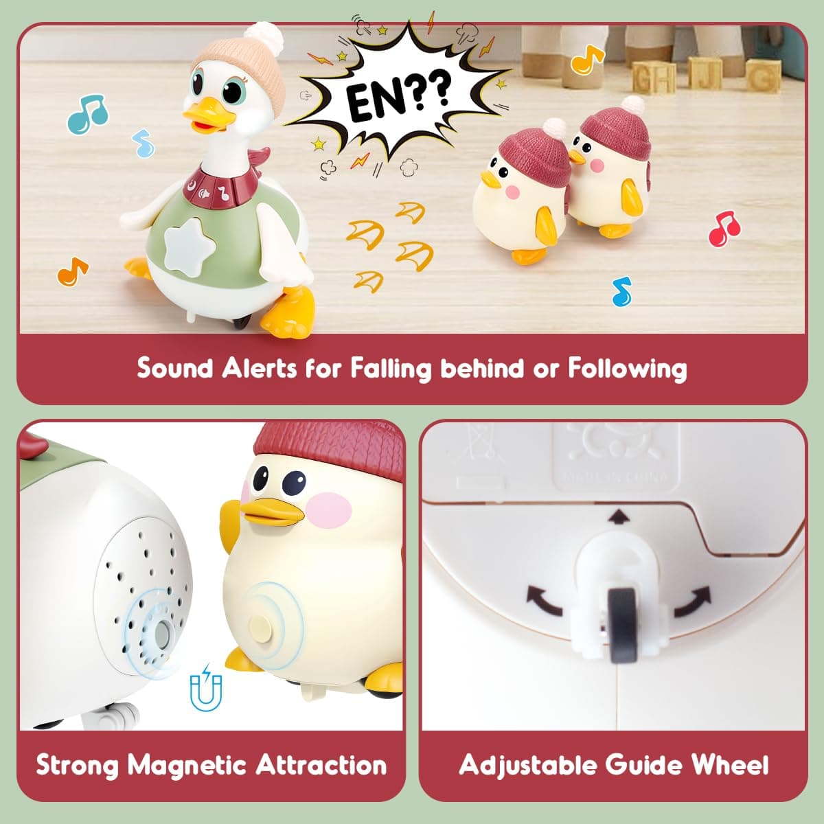 KaeKid Baby Toys 6-12 Months Musical Dancing Duck Toy Set with Music & Lights, Tummy Time Toys, Crawling and Interaction Modes, 1 Year Old Girl Boy Baby Christmas Birthday Gifts thumbnail 5