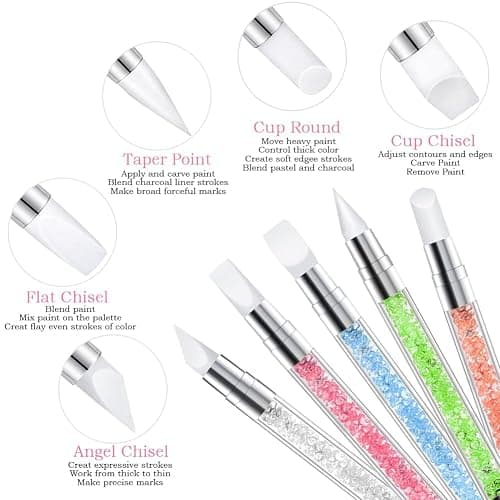 Nail Art Tools 27Pcs Set,Nail Art Brush,Resin Nail Art Palette,5 Pcs Nail Art Sculpture Pen,2-way Acrylic Silicone Engraving Pen Dotting Pen Tools Nail Art Kit for Nail Art DIY thumbnail 4