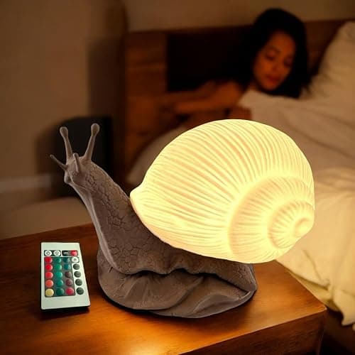 Delta Loom Glowing Snail LED Table Lamp - USB Powered, 15 Color Changing Modes, Dimmable Night Light with Switch - Warm White & Multicolor Lamp for Kids, Adults, Bedroom, Desk, and Gifts - Image 1