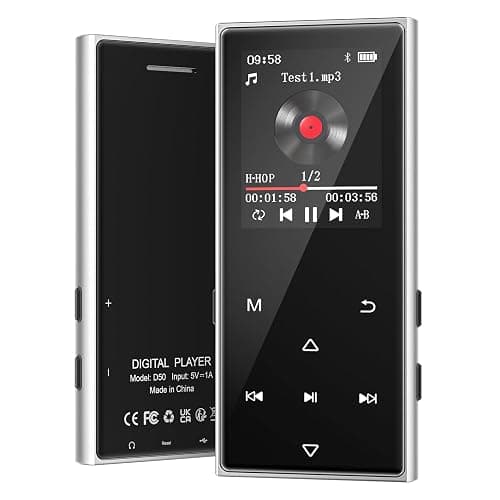 128GB MP3 Player with Bluetooth 5.3, AGXOV Music Player with Built-in HD Speaker, FM Radio, Voice Recorder, HiFi Sound, E-Book, Earphones Included (D50) (Black) - Image 1