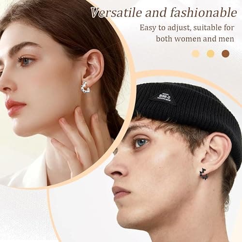 RAMGLYO 4 Stück Gothic Earrings, Heart-shaped Punk Rock Style Y2K Studs, Delicate Jewelry Gifts for Women and Girls (Schwarz + Silber) thumbnail 5