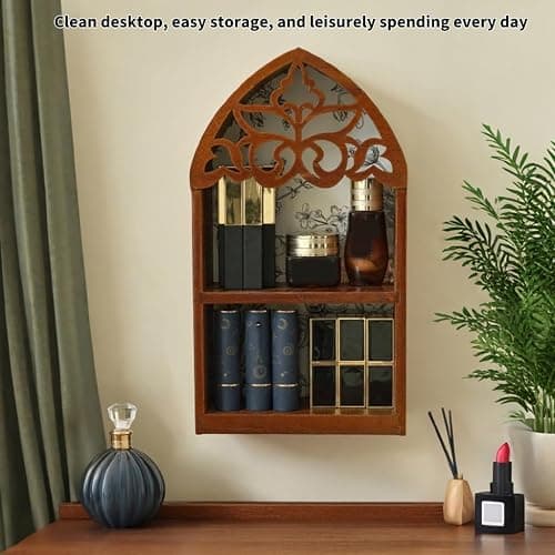 NTCLHFXU Wooden Wall Shelf, Victorian Vintage Craft, Multi Layer Structure Design, Elegant Art Ornament for Home Living Room Bedroom thumbnail 2