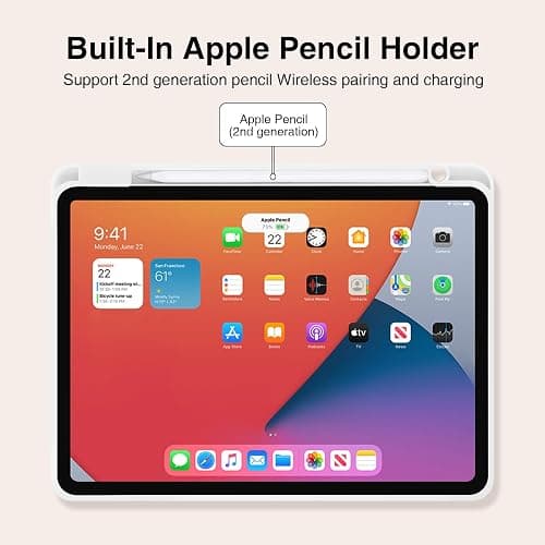 LovRug for iPad Air 11 Inch Case (M2) 2024, iPad Air 5th Generation Case 2022/iPad Air Cases 4th Generation 2020 10.9 Inch with Pencil Holder, Soft TPU Back Smart Protective Cover(White) thumbnail 3