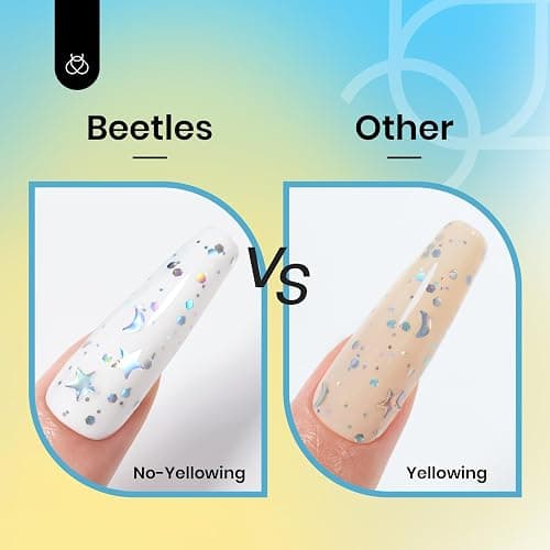 beetles 2 In 1 Silver Glitter Top Coat, 15 ML No wipe Stars Moon Halo Top Coat Soak Off UV Uv Led Gel Nail Polish Long Lasting Highly Shine Manicure Art Decoration Supplies thumbnail 6