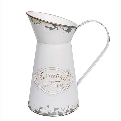 APSOONSELL Rustic Shabby Chic Vase Small Metal Vase Vintage Milk Jug Mini Pitcher Decorative Flower Vase Farmhouse Decor for Home, Kitchen, Bathroom - Image 1