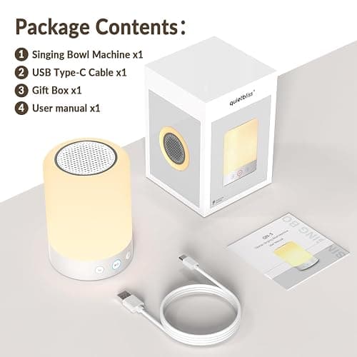 Quietbliss Automatic Tibetan Meditation Bowl- Portable Rechargeable with 9 Tones, NightLight & Voice Timer for Yoga, Sleep,Chakra & Stress Relief thumbnail 7