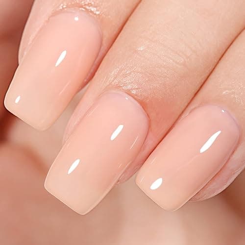 AILLSA Nude Gel Polish - Jelly Gel Nail Polish Nude Pink Translucent Soak Off U V Gel Polish Neutral Color Nail Gel Polish for Nail Art French Manicure at Home 0.51 Fl Oz GB60 thumbnail 9