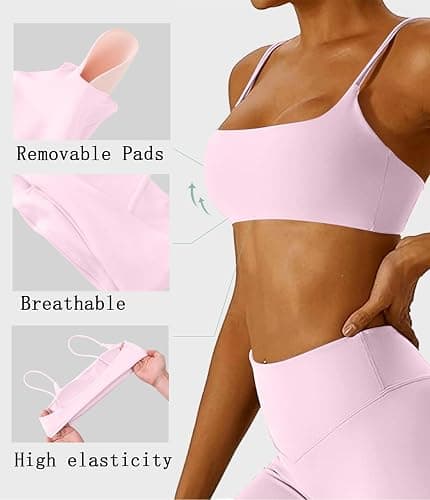 Comper Women's Sports Bra with Thin Straps Stretchy Wirefree Workout Bras Lightweight Workouts Bralette with Removable Pads thumbnail 5