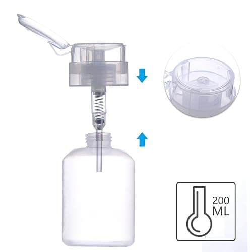 Biutee Acetone Pump Dispenser, Empty Clear Bottle for Nail Polish Remover | 200ml Push-Down Lockable Pump Bottle for Nail Polish Remover and Makeup Remover, Alcohol and Toner; Reusable BPA-Free, 1 PCS thumbnail 3